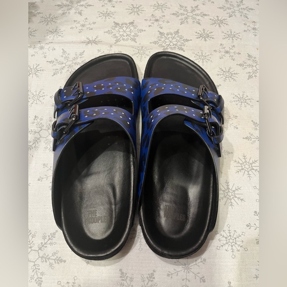 The Kooples Blue Leopard Print Slide Sandals Men Size FR 43 / US 9 / Women 10.5 main image 6